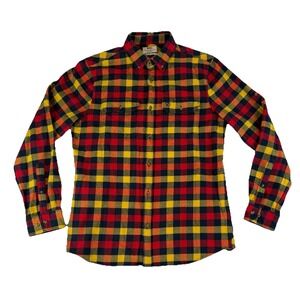 FjallRaven Flannel Shirt Mens XL‎ Slim Fit Red Yellow Buffalo Plaid Skog 81353